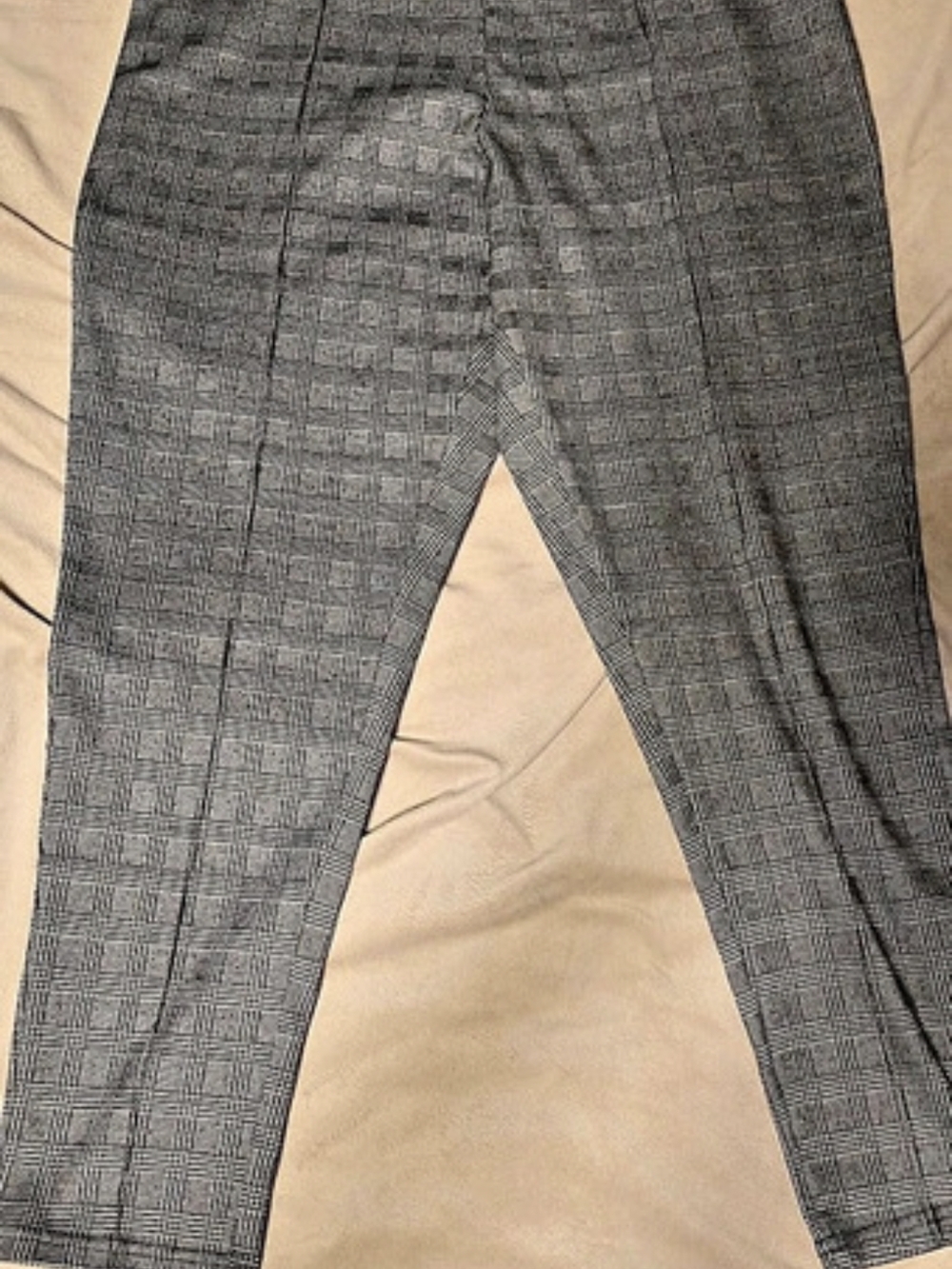 MAZE COLLECTION Plaid Pull-On Scuba Trousers Gray & Black XL